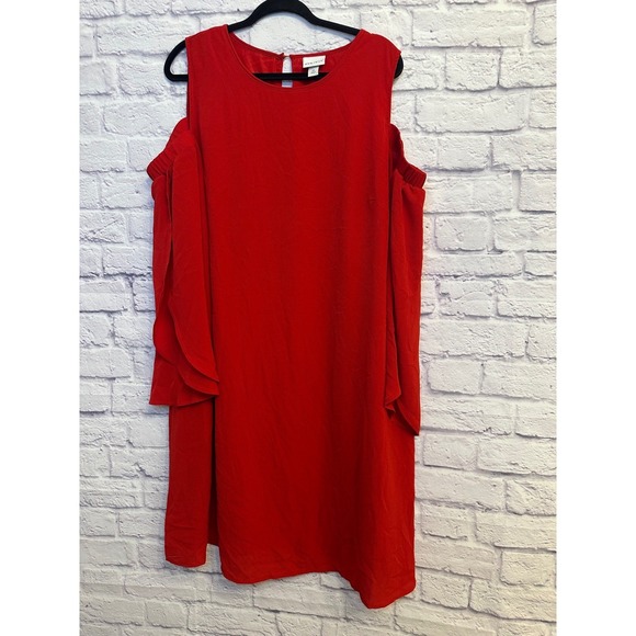 AVA & VIV Women's 2X Red Cold Shoulder Dress Party Cocktail - Picture 1 of 7
